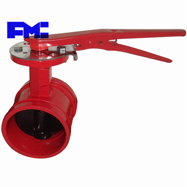 D81X-16Q球墨鑄鐵(tiě)軟密封中線卡箍手柄溝槽蝶閥